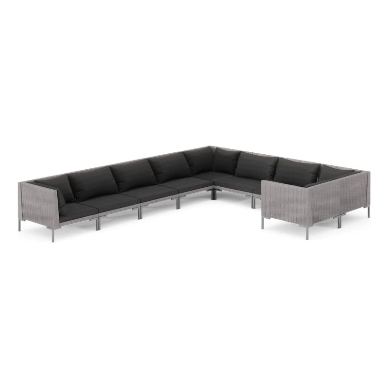 vidaXL 9 Piece Steel Garden Lounge Set in Gray