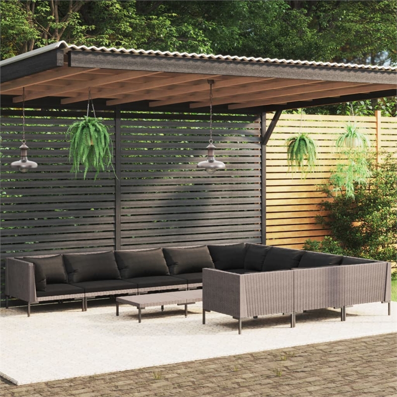 vidaXL 11 Piece Garden Lounge Set in Gray