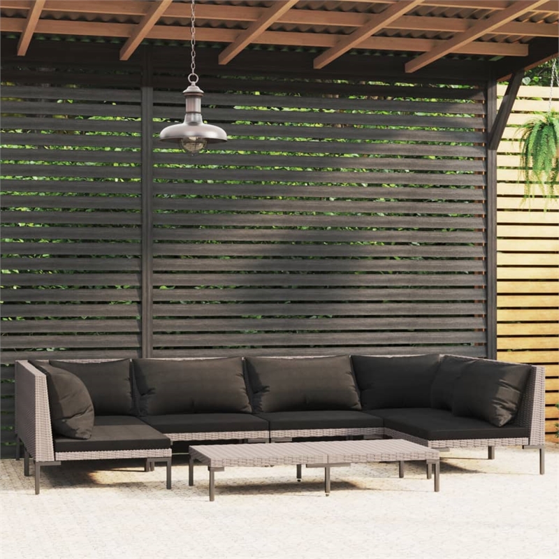vidaXL 7 Piece Steel Garden Lounge Set in Gray