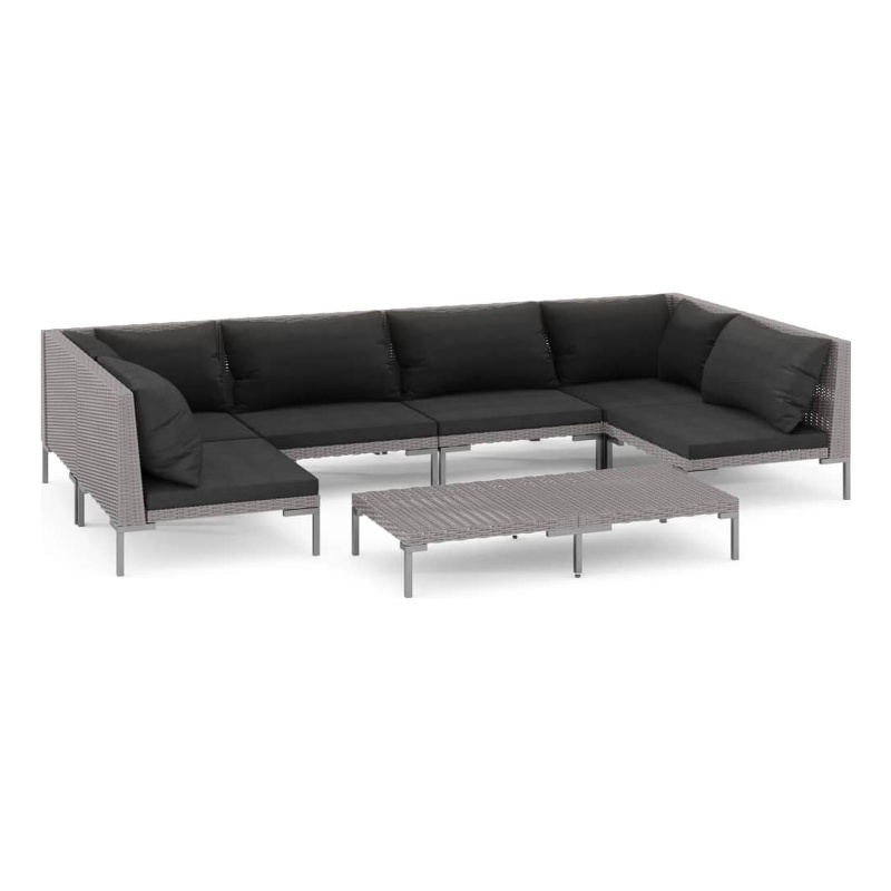 vidaXL 7 Piece Steel Garden Lounge Set in Gray