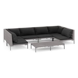 vidaXL 7 Piece Steel Garden Lounge Set in Gray