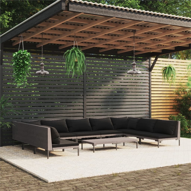 vidaXL 10 Piece Steel Garden Lounge Set in Gray