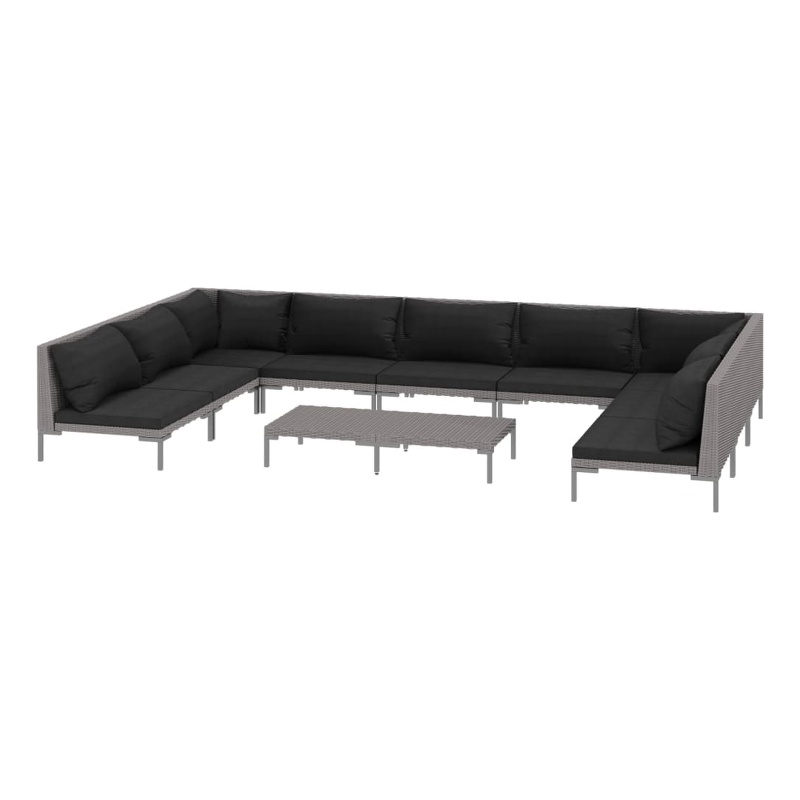 vidaXL 10 Piece Steel Garden Lounge Set in Gray
