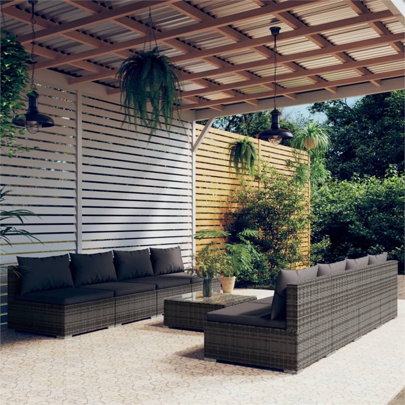 vidaXL 9 Piece Steel Garden Lounge Set in Gray