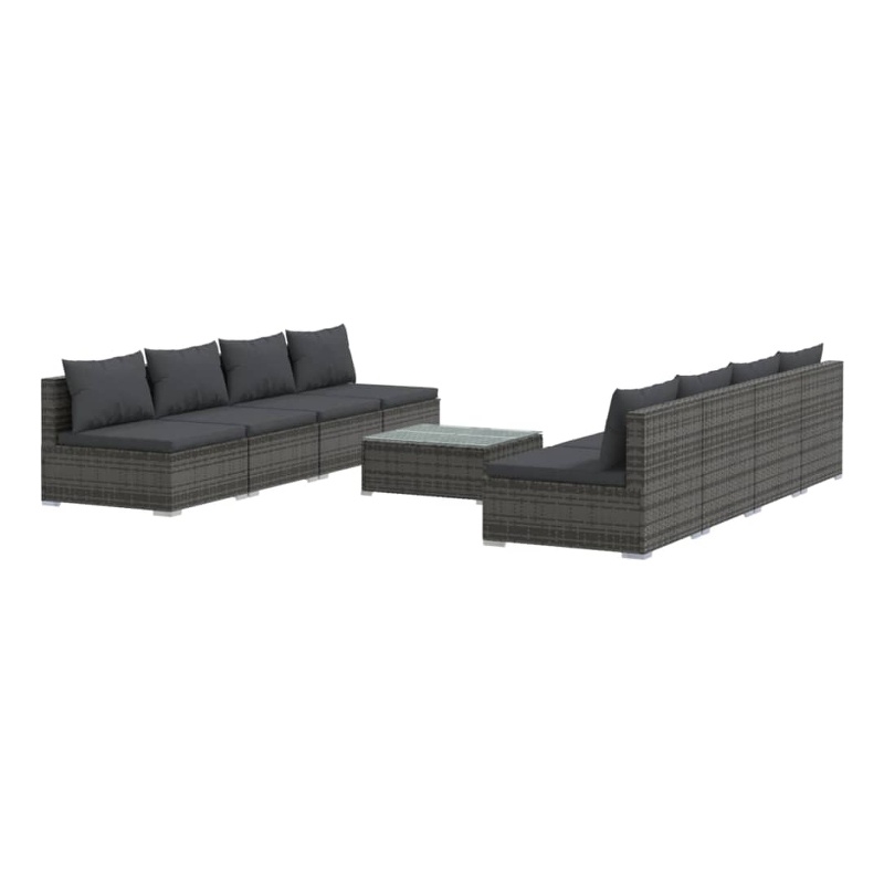 vidaXL 9 Piece Steel Garden Lounge Set in Gray
