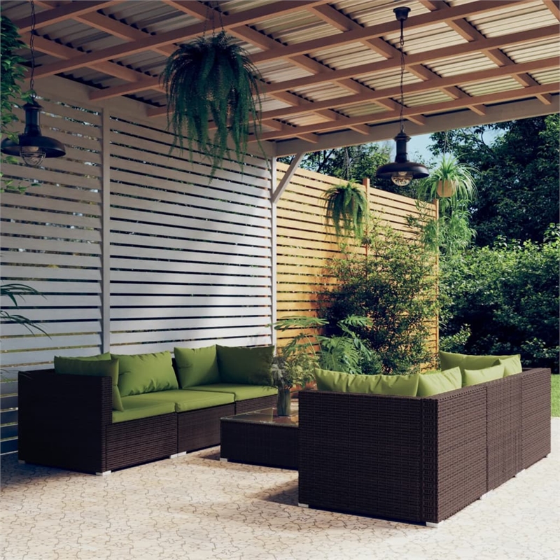 vidaXL 7 Piece Garden Lounge Set in Green/Brown
