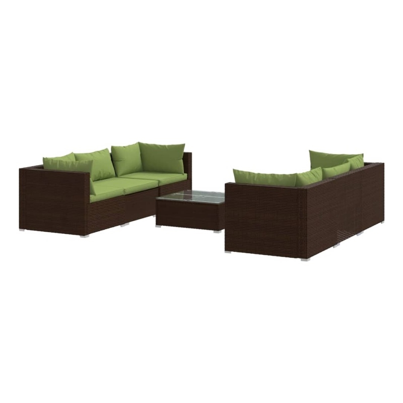 vidaXL 7 Piece Garden Lounge Set in Green/Brown