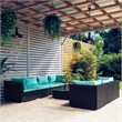 vidaXL 8 Piece Poly Rattan Small Garden Lounge Set in Black