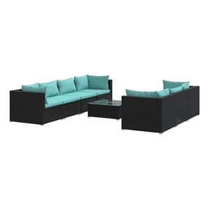 vidaXL 8 Piece Poly Rattan Small Garden Lounge Set in Black