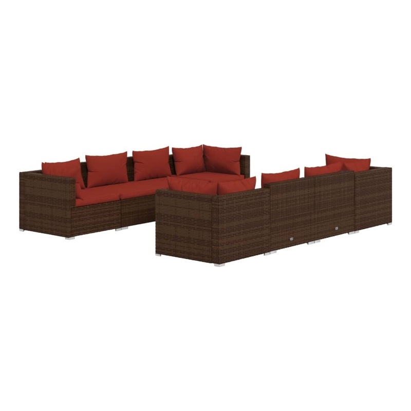 vidaXL 9 Piece Steel Garden Lounge Set in Brown