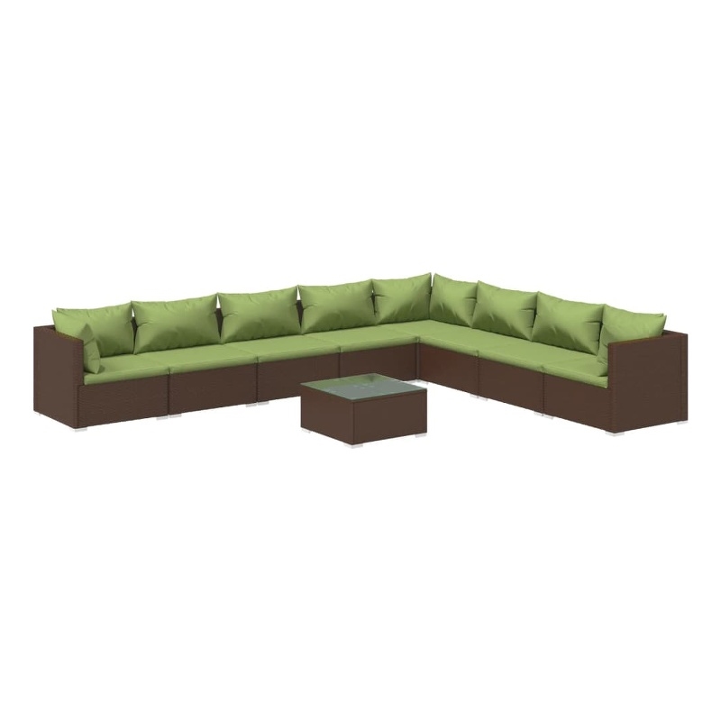 vidaXL 9 Piece Garden Lounge Set in Brown