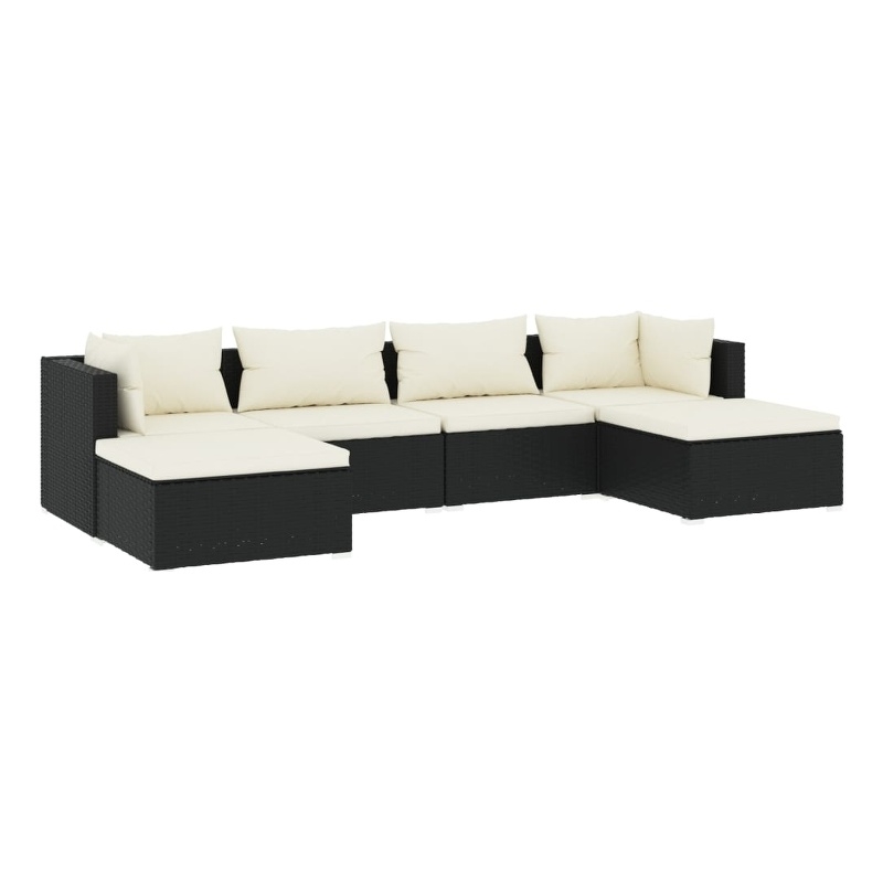 vidaXL 6 Piece Garden Lounge Set in Black/Cream