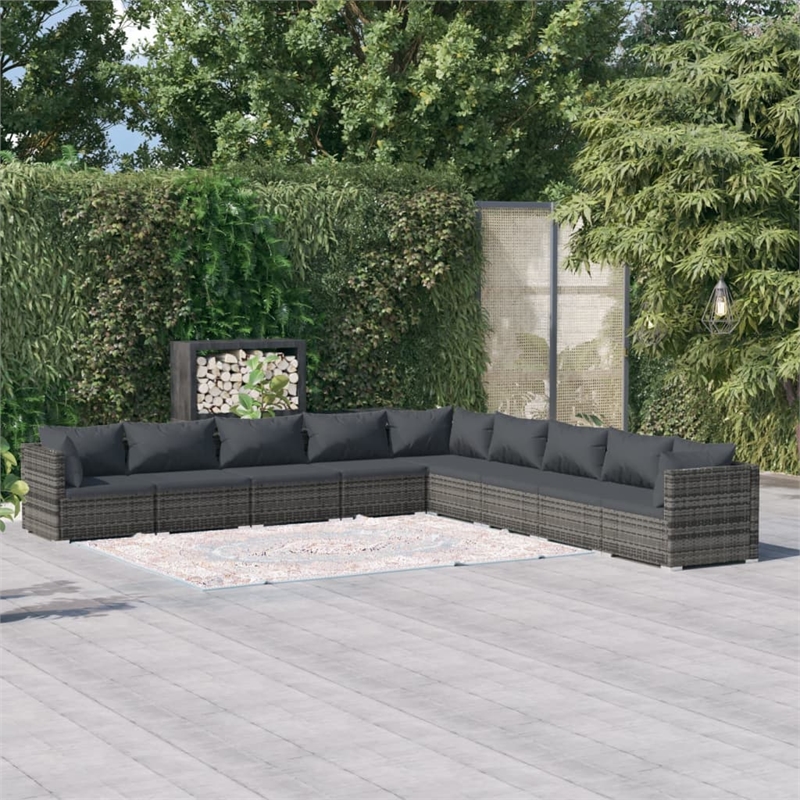 vidaXL 9 Piece Steel Garden Lounge Set in Gray