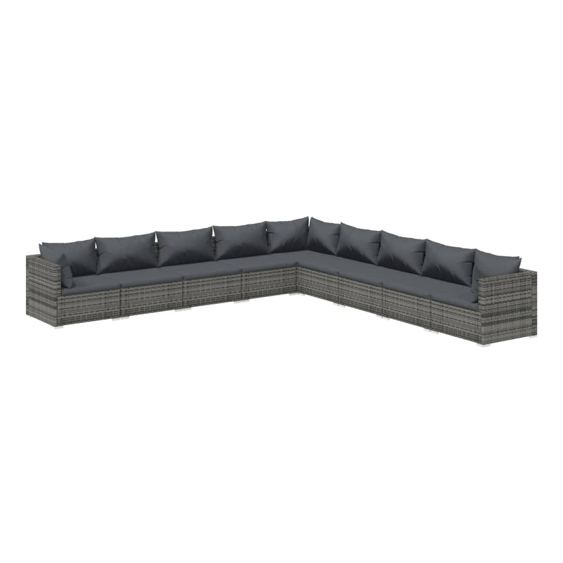 vidaXL 9 Piece Steel Garden Lounge Set in Gray