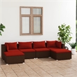 vidaXL 6 Piece Steel Garden Lounge Set in Red/Brown