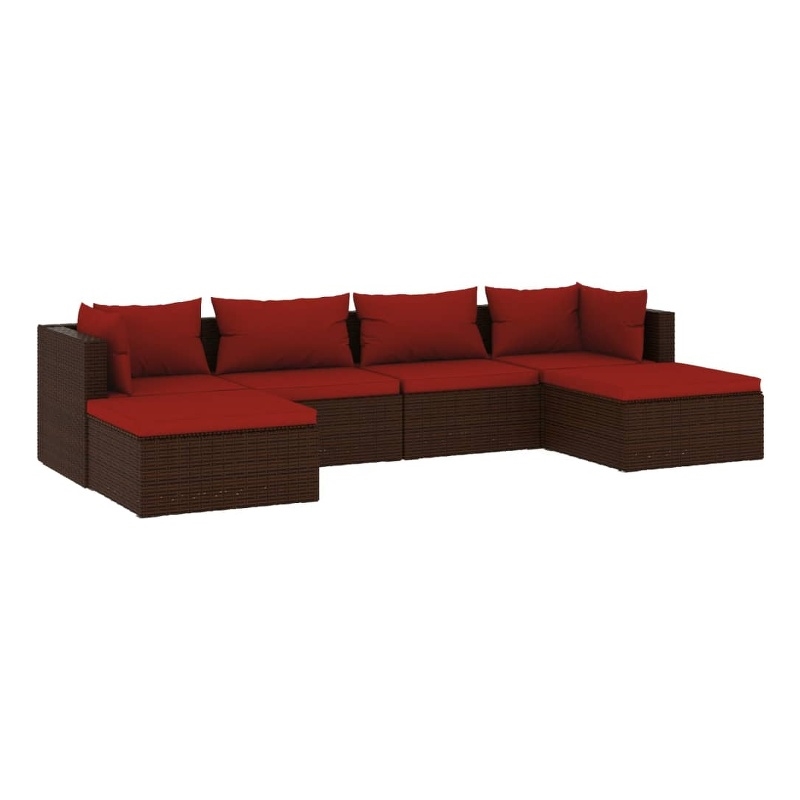 vidaXL 6 Piece Steel Garden Lounge Set in Red/Brown