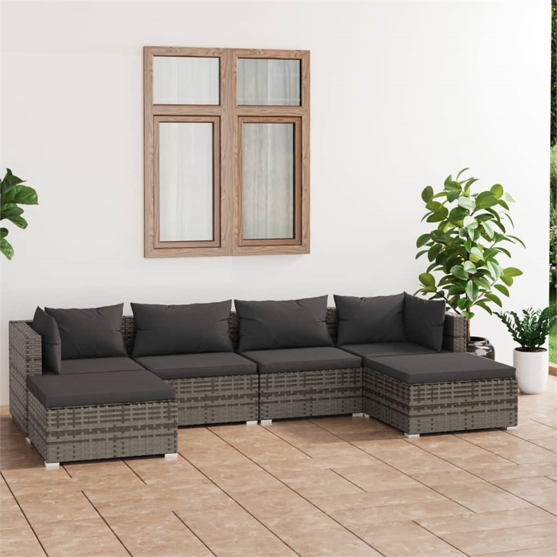 vidaXL 6 Piece Steel Garden Lounge Set in Gray