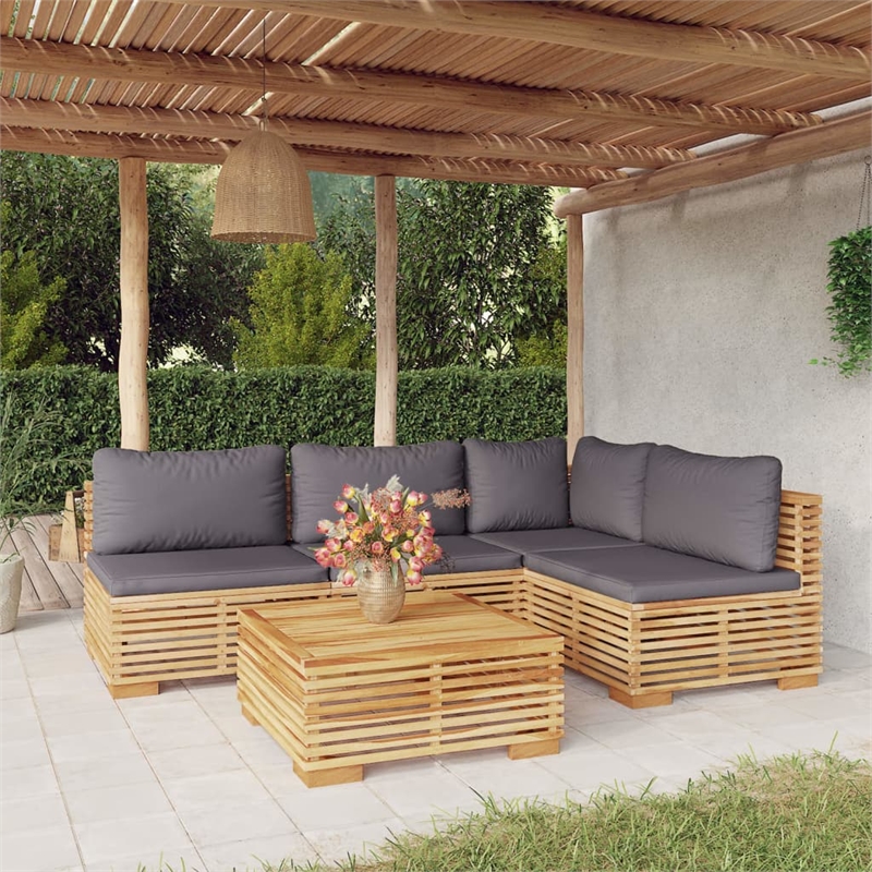 vidaXL 5 Piece Wood Garden Lounge Set in Gray