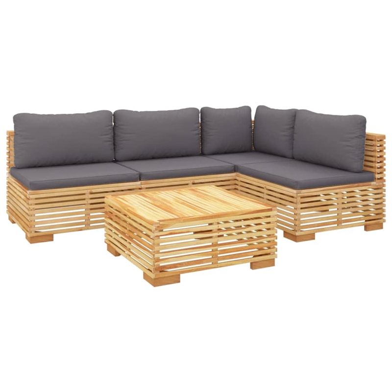 vidaXL 5 Piece Wood Garden Lounge Set in Gray