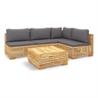 vidaXL 5 Piece Wood Garden Lounge Set in Gray