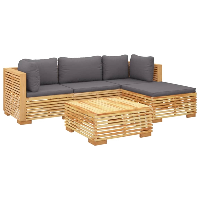 vidaXL 5 Piece Wood Garden Lounge Set in Gray