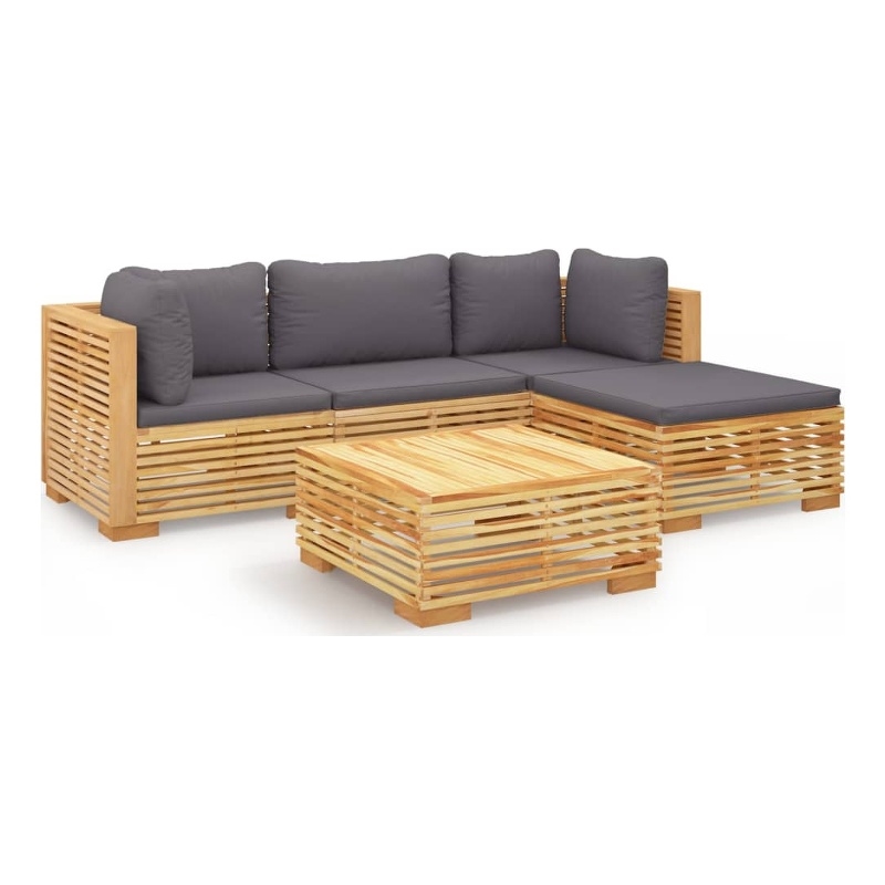 vidaXL 5 Piece Wood Garden Lounge Set in Gray