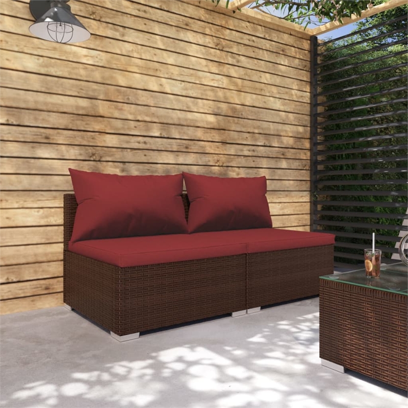 vidaXL 2 Piece Steel Garden Lounge Set in Red/Brown