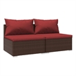 vidaXL 2 Piece Steel Garden Lounge Set in Red/Brown