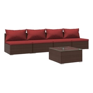 vidaXL 5 Piece Garden Lounge Set in Red/Brown
