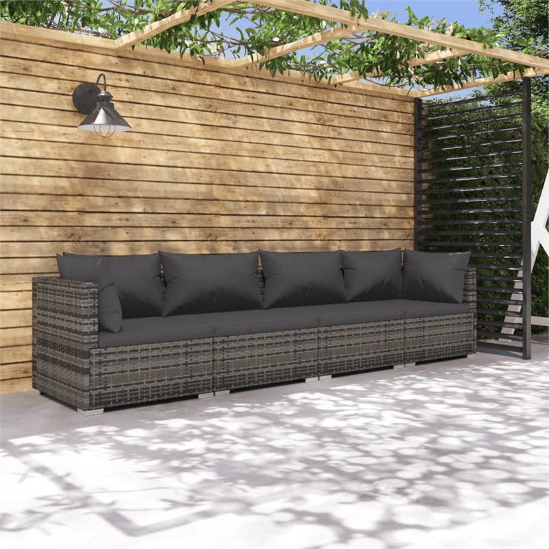 vidaXL 4 Piece Steel Garden Lounge Set in Gray