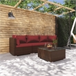 vidaXL 4 Piece Steel Garden Lounge Set in Red/Brown