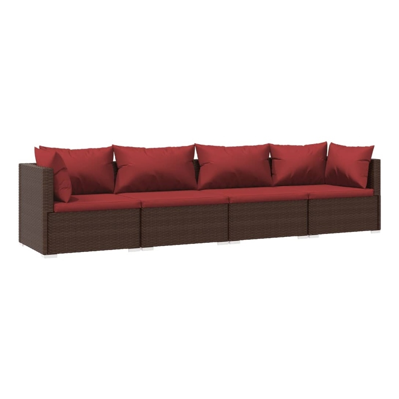 vidaXL 4 Piece Steel Garden Lounge Set in Brown