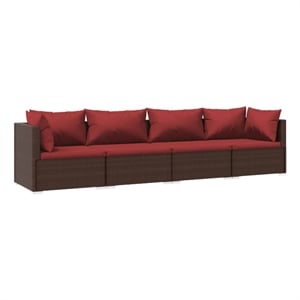 vidaXL 4 Piece Steel Garden Lounge Set in Brown