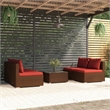 vidaXL 5 Piece Steel Small Garden Lounge Set in Red/Brown