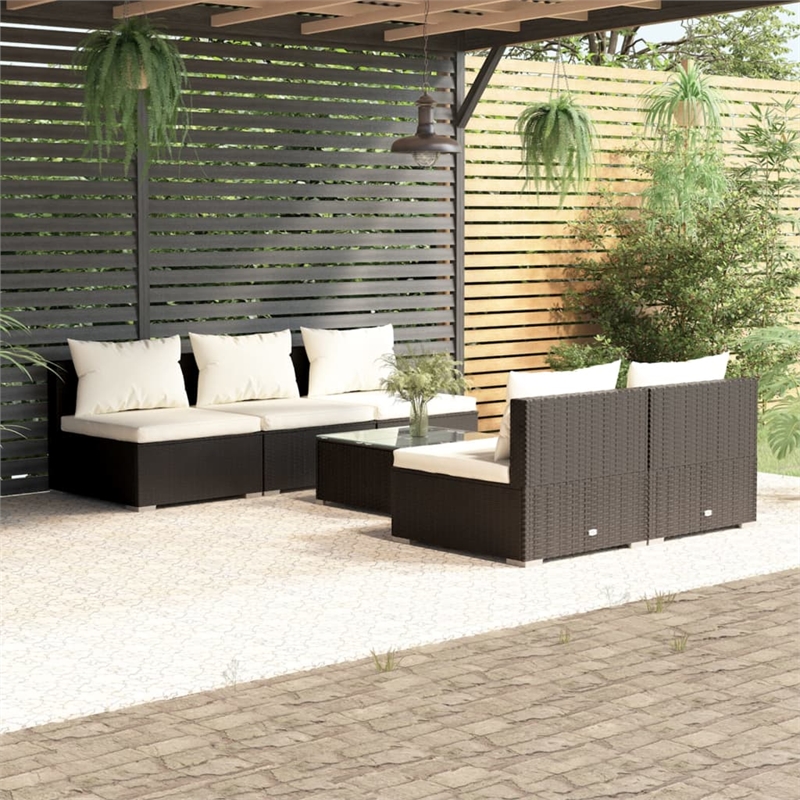 vidaXL 6 Piece Garden Lounge Set in Black
