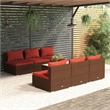 vidaXL 7 Piece Steel Small Garden Lounge Set in Red/Brown