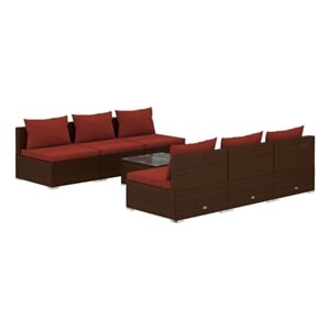 vidaXL 7 Piece Steel Small Garden Lounge Set in Red/Brown