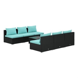 vidaXL 7 Piece Steel Small Garden Lounge Set in Black