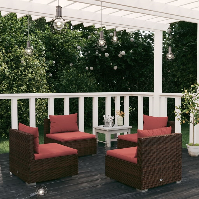 vidaXL 4 Piece Steel Garden Lounge Set in Brown