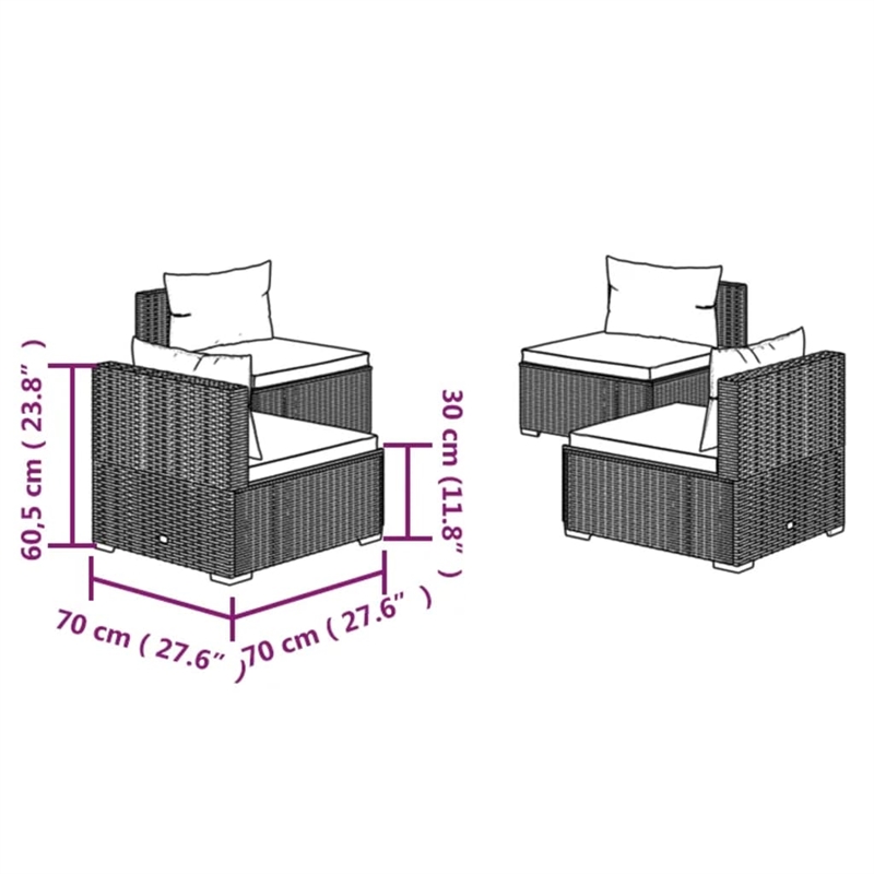 vidaXL 4 Piece Steel Garden Lounge Set in Brown