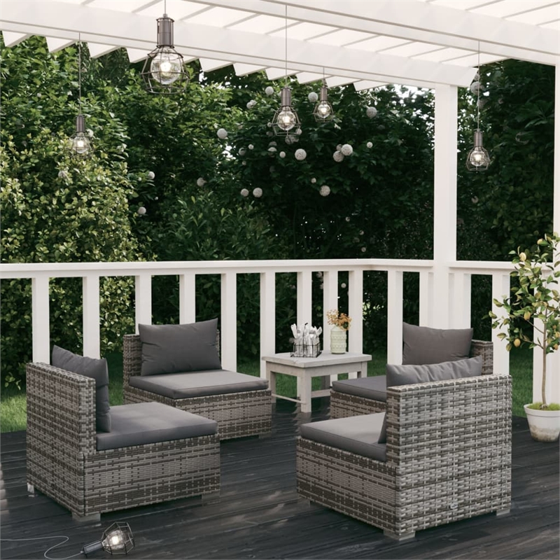 vidaXL 4 Piece Steel Garden Lounge Set in Gray