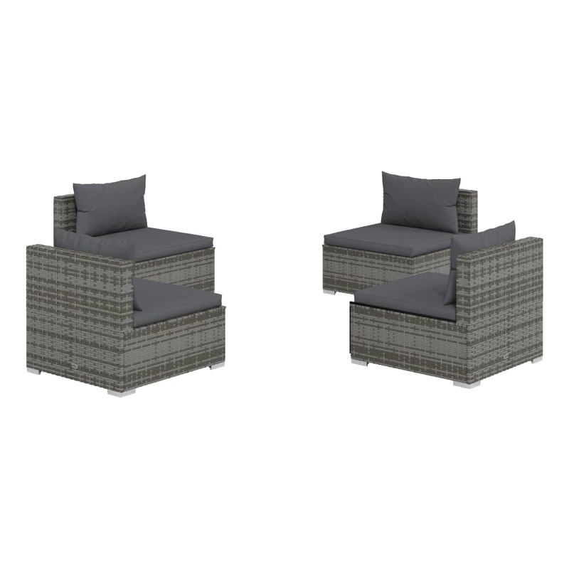 vidaXL 4 Piece Steel Garden Lounge Set in Gray