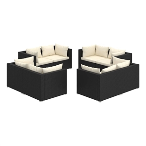 vidaXL 8 Piece Poly Rattan Garden Lounge Set in Black/Cream