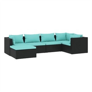 vidaXL 6 Piece Steel Small Garden Lounge Set in Black/Blue