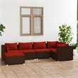 vidaXL 6 Piece Steel Garden Lounge Set in Red/Brown