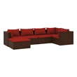 vidaXL 6 Piece Steel Garden Lounge Set in Red/Brown