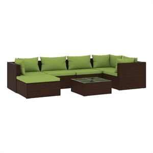 vidaXL 7 Piece Steel Small Lounge Set in Brown