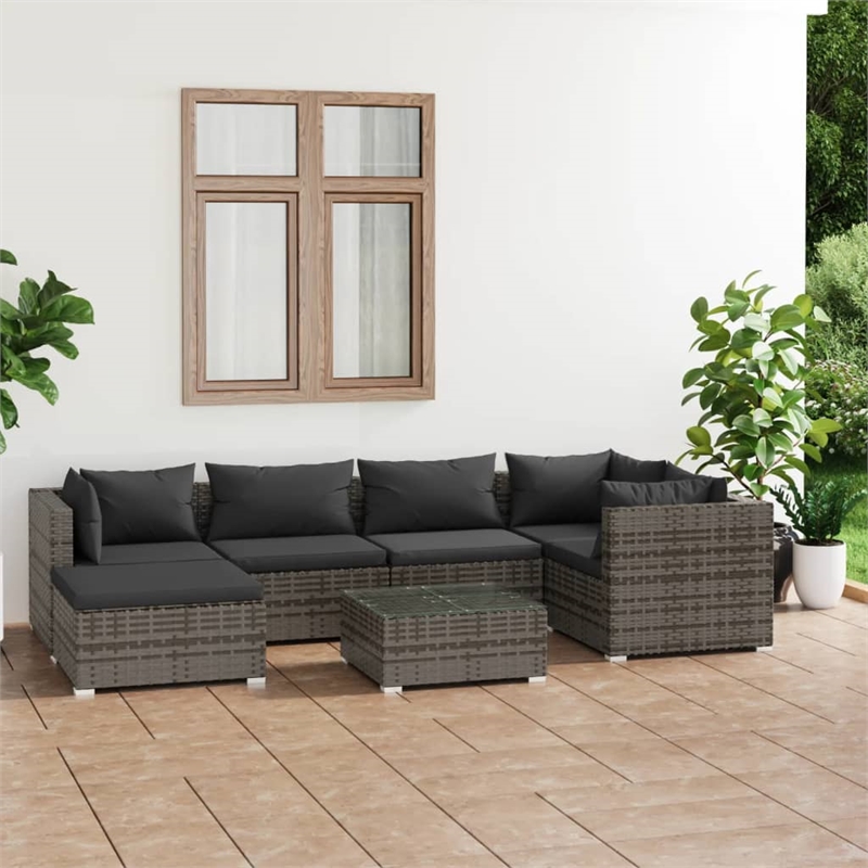 vidaXL 7 Piece Garden Lounge Set in Gray