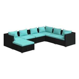vidaXL 7 Piece Steel Garden Lounge Set in Black/Blue