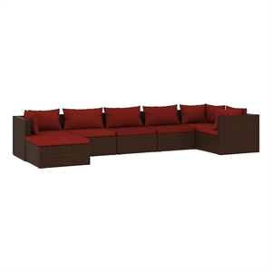 vidaXL 7 Piece Lounge Set in Red/Brown